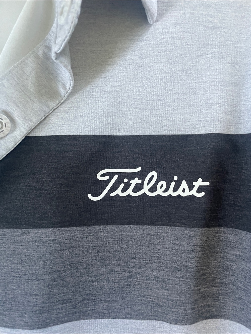 Titleist Men’s Light Gray and Black Striped Polo - Picture 3 of 4